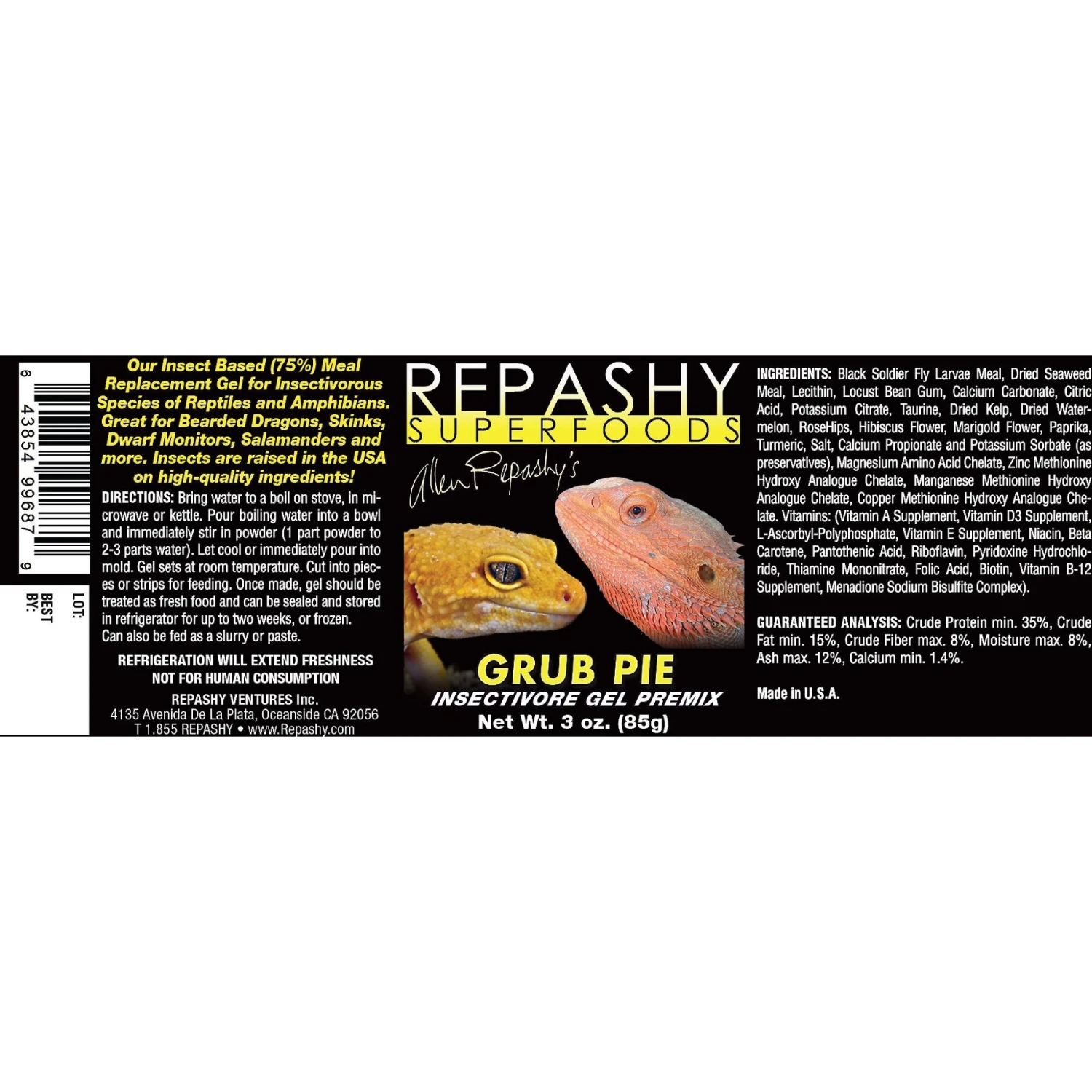 Repashy Superfoods Grub Pie Gel Premix Reptile & Amphibian Food, 3-oz Bottle - Image 2
