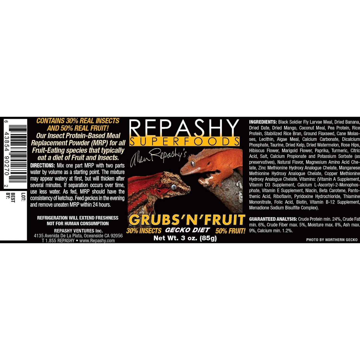 Repashy Superfoods Grubs 'N' Fruit Meal Replacement Powder Crested Gecko Food, 3-oz Bottle - Image 2