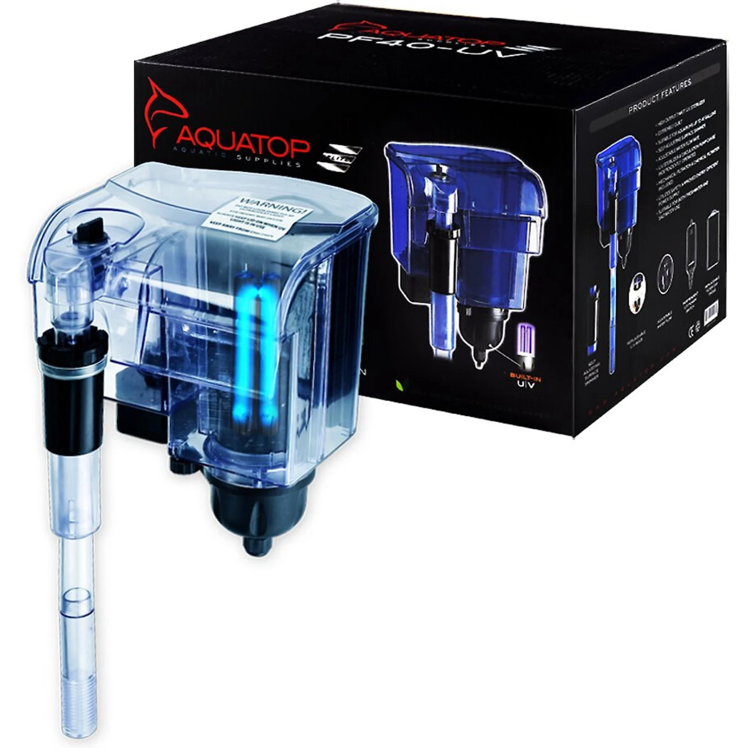 Aquatop PF40-UV Hang-On Back Aquarium UV Sterilizer Power Filter