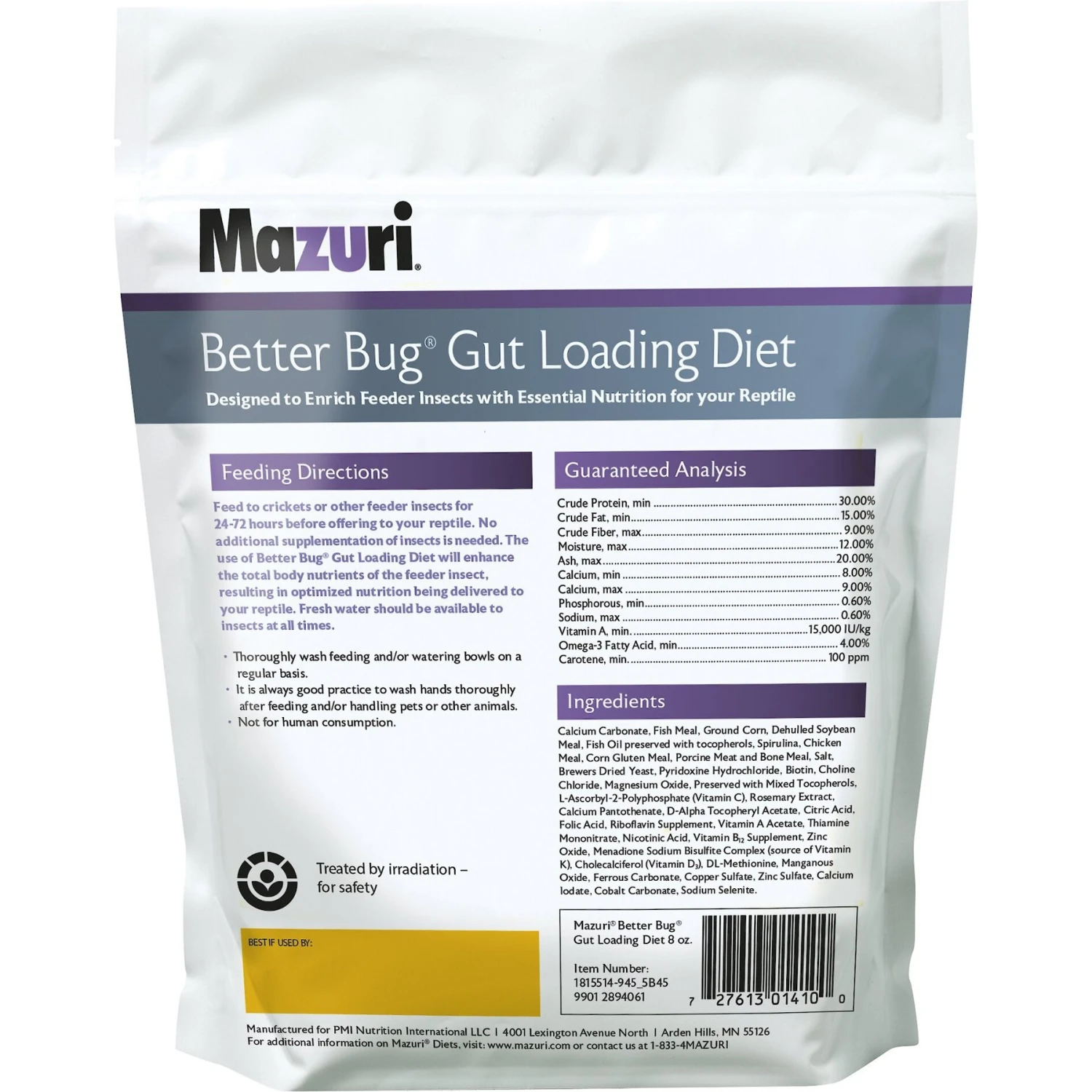 Mazuri Better Bug Gut Loading Feeder Insect Supplement, 8-oz Bag - Image 2