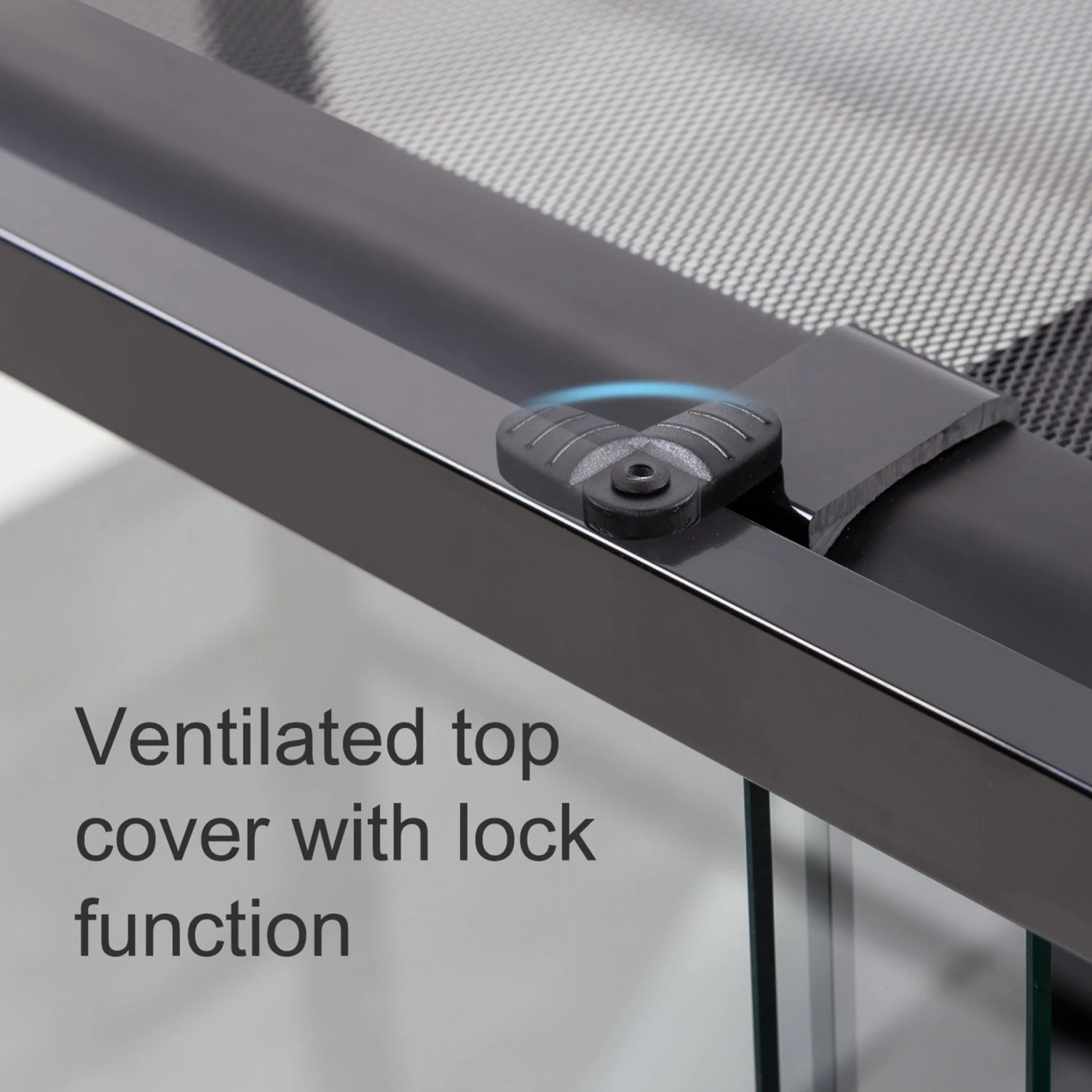 REPTI ZOO Glass Reptile Terrarium Sliding Doors With Screen Ventilation, Black - Image 4