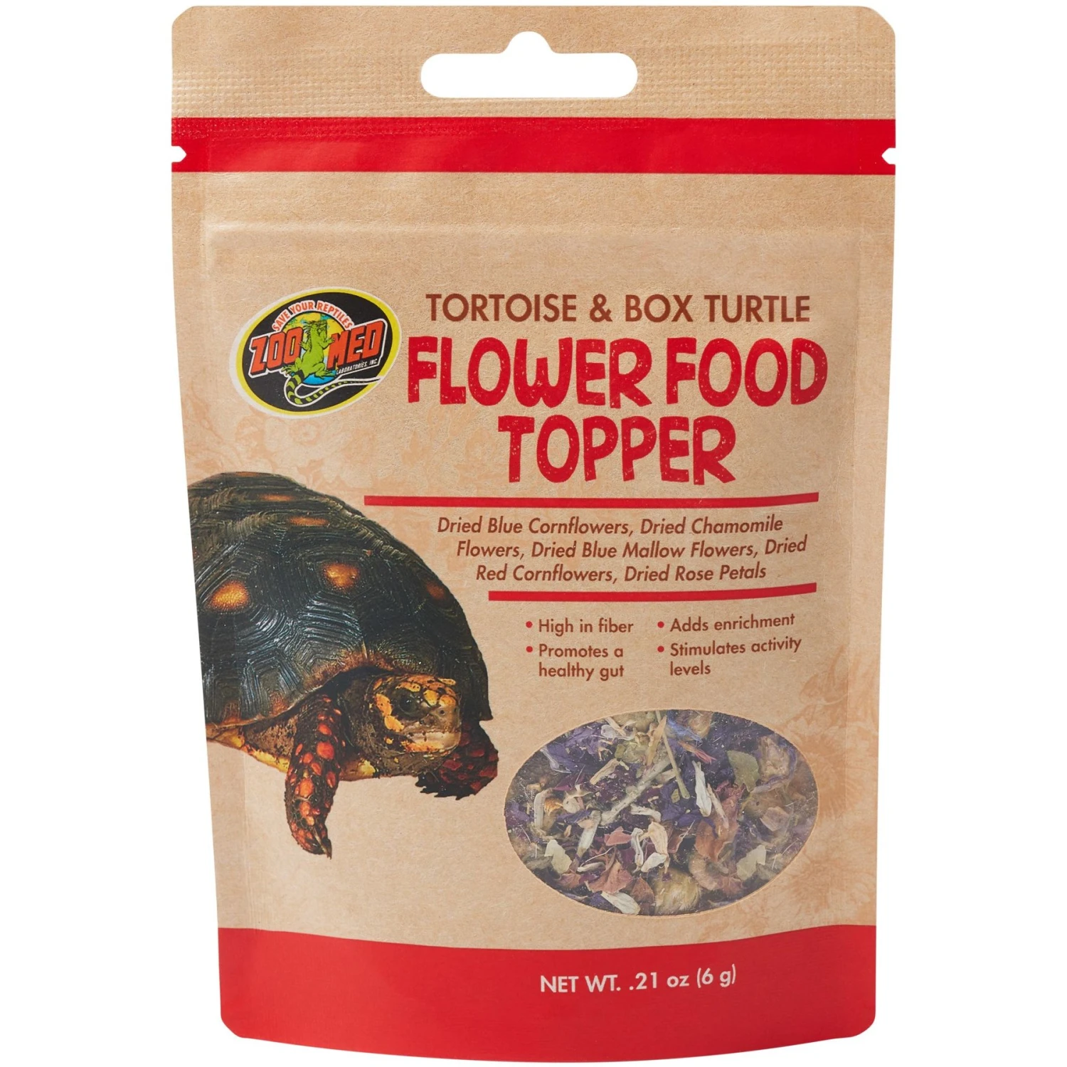 Zoo Med Tortoise & Box Turtle Flower Food Topper, 6-g Bag