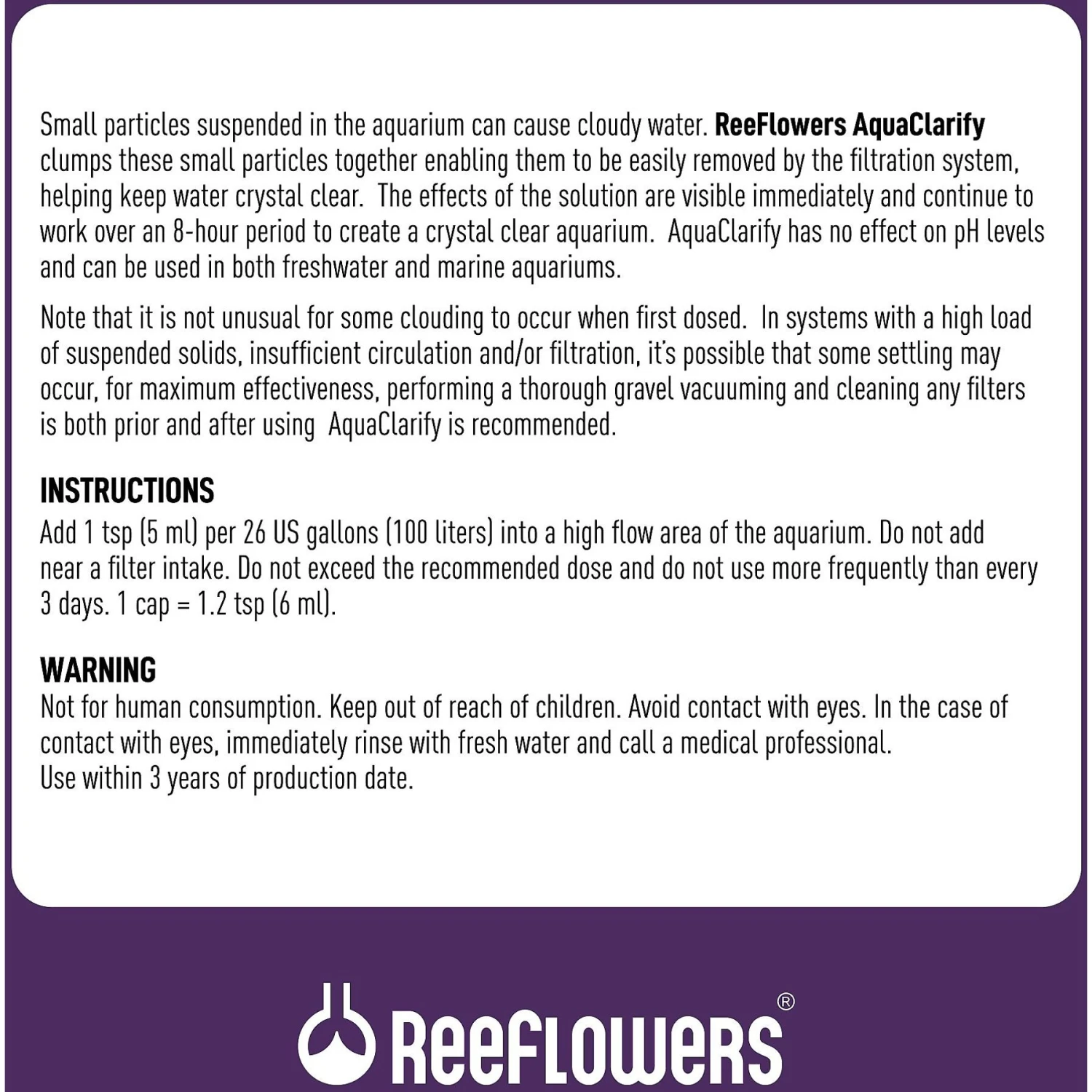Reeflowers Aqua Clarify Aquarium Water Clarifier & Purifier - Image 3