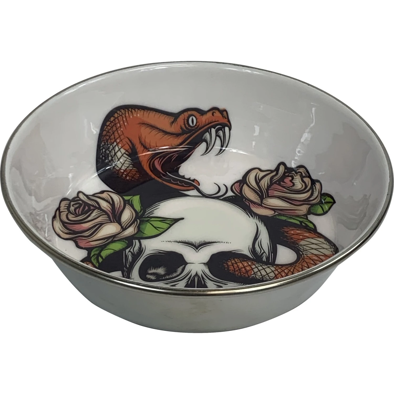 Komodo Skull & Snake Stainless Steel Reptile Bowl - Image 2