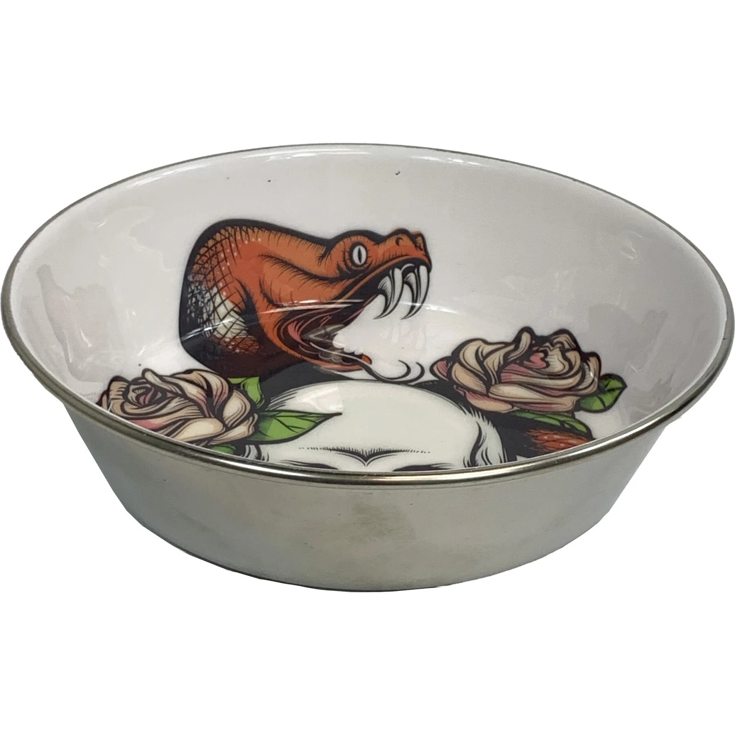 Komodo Skull & Snake Stainless Steel Reptile Bowl - Image 3