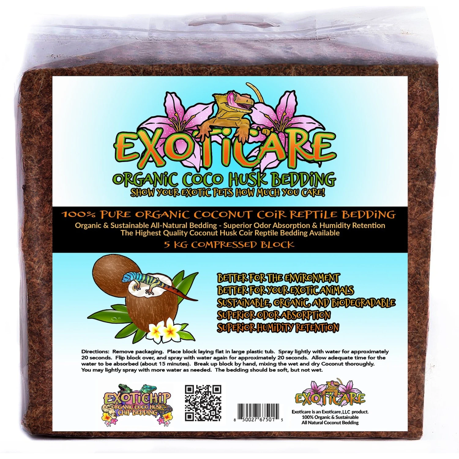 Exoticare Coco Husk Coir Reptile Bedding, 11-lb Bag
