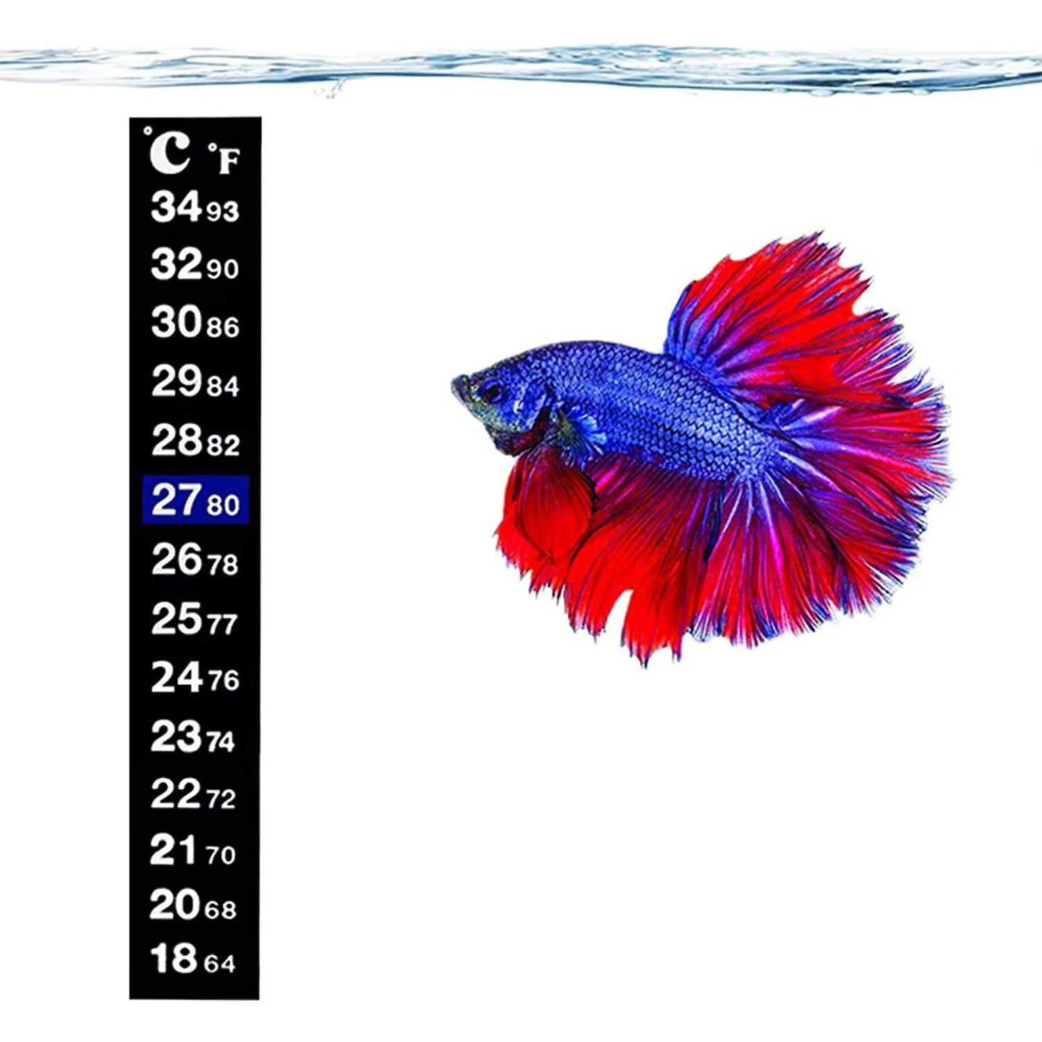 SunGrow Betta Fish Thermometer Sticker, Temperature Strip For Small Aquarium & Reptiles Tank