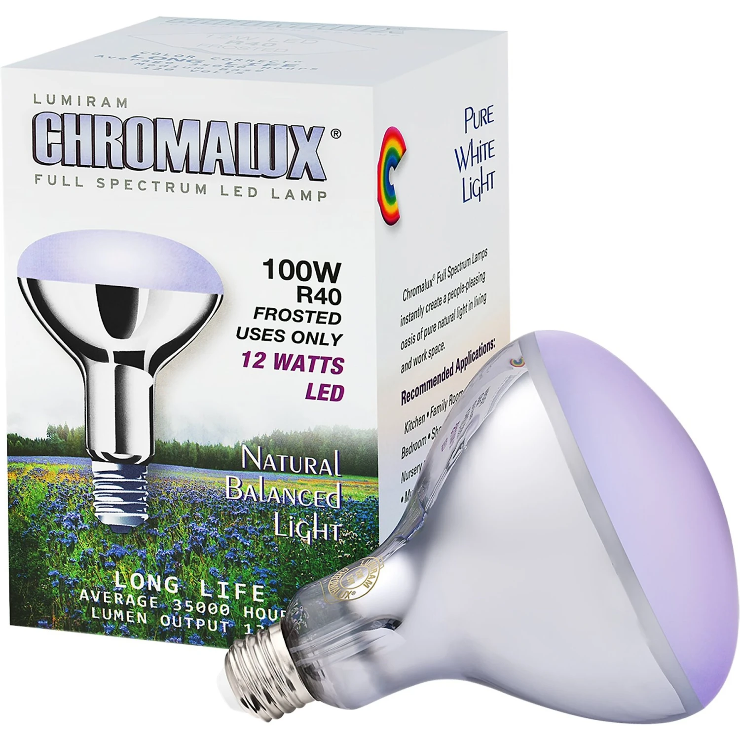 Chromalux R40 Full Spectrum Neodymium Glass LED Bird & Reptile Light Bulb, 12-watt