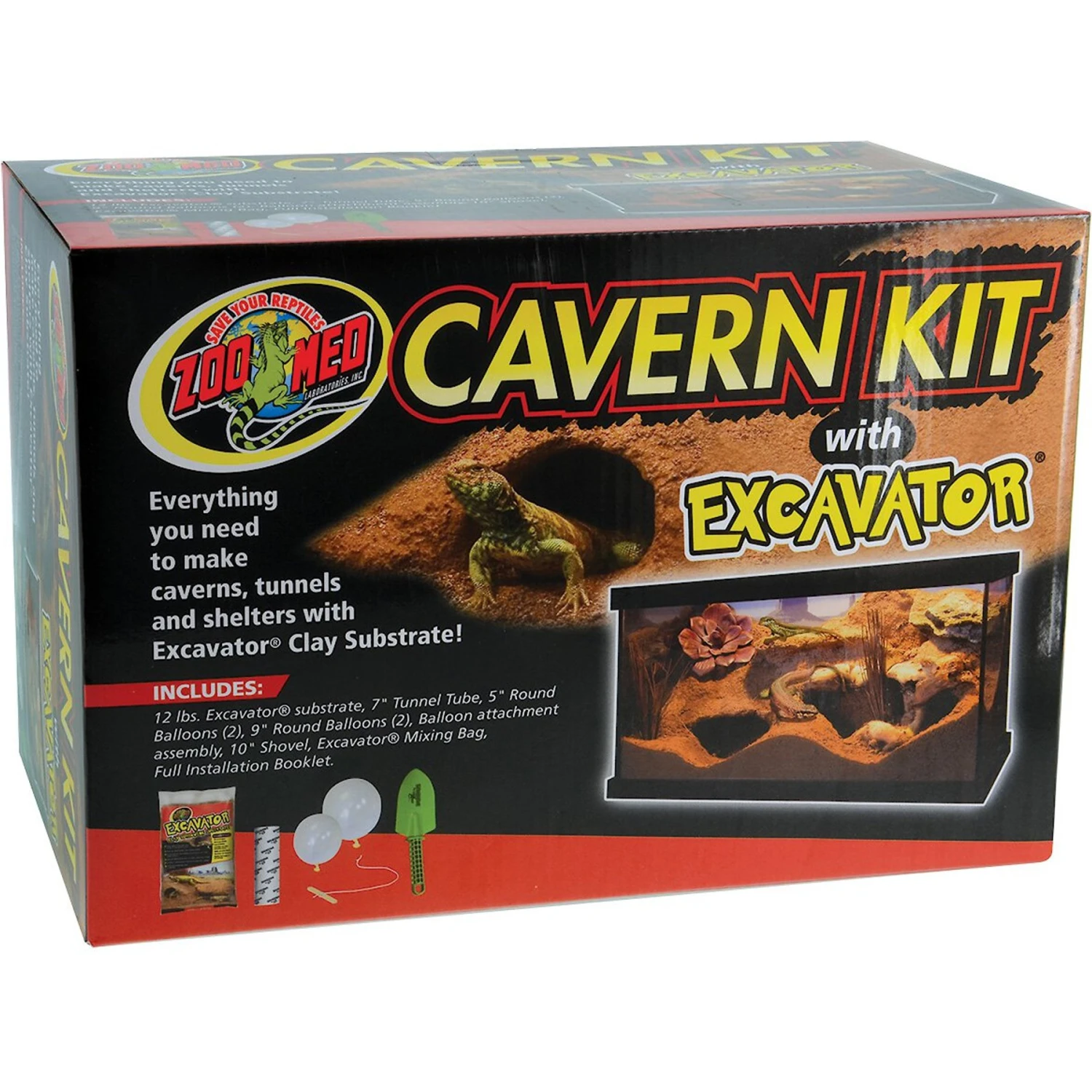 Zoo Med Cavern Kit Excavator Clay Burrowing Reptile Hideout