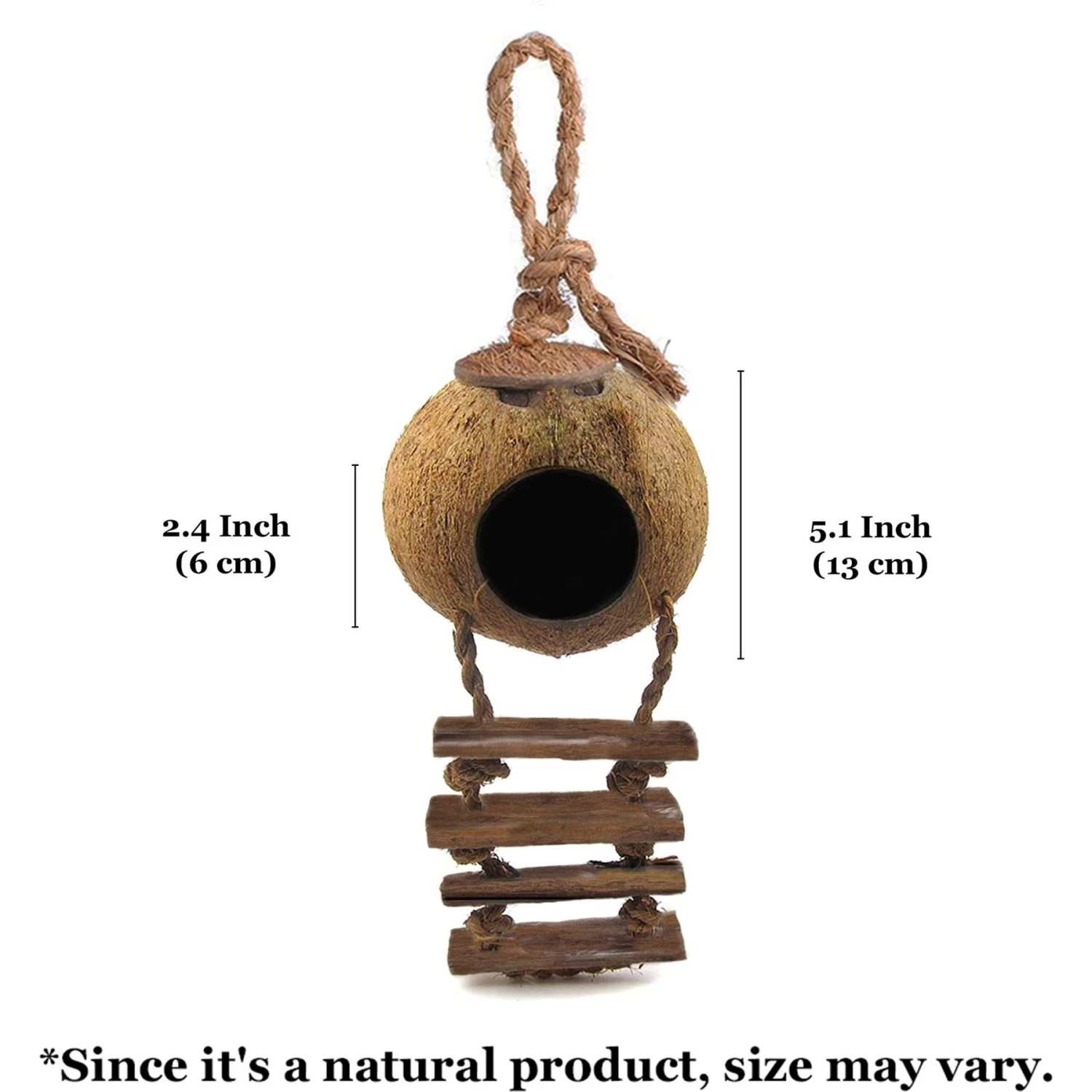 SunGrow Hermit Crab Coconut Climbing Habitat & Hideaway Cage With Ladder - Image 6