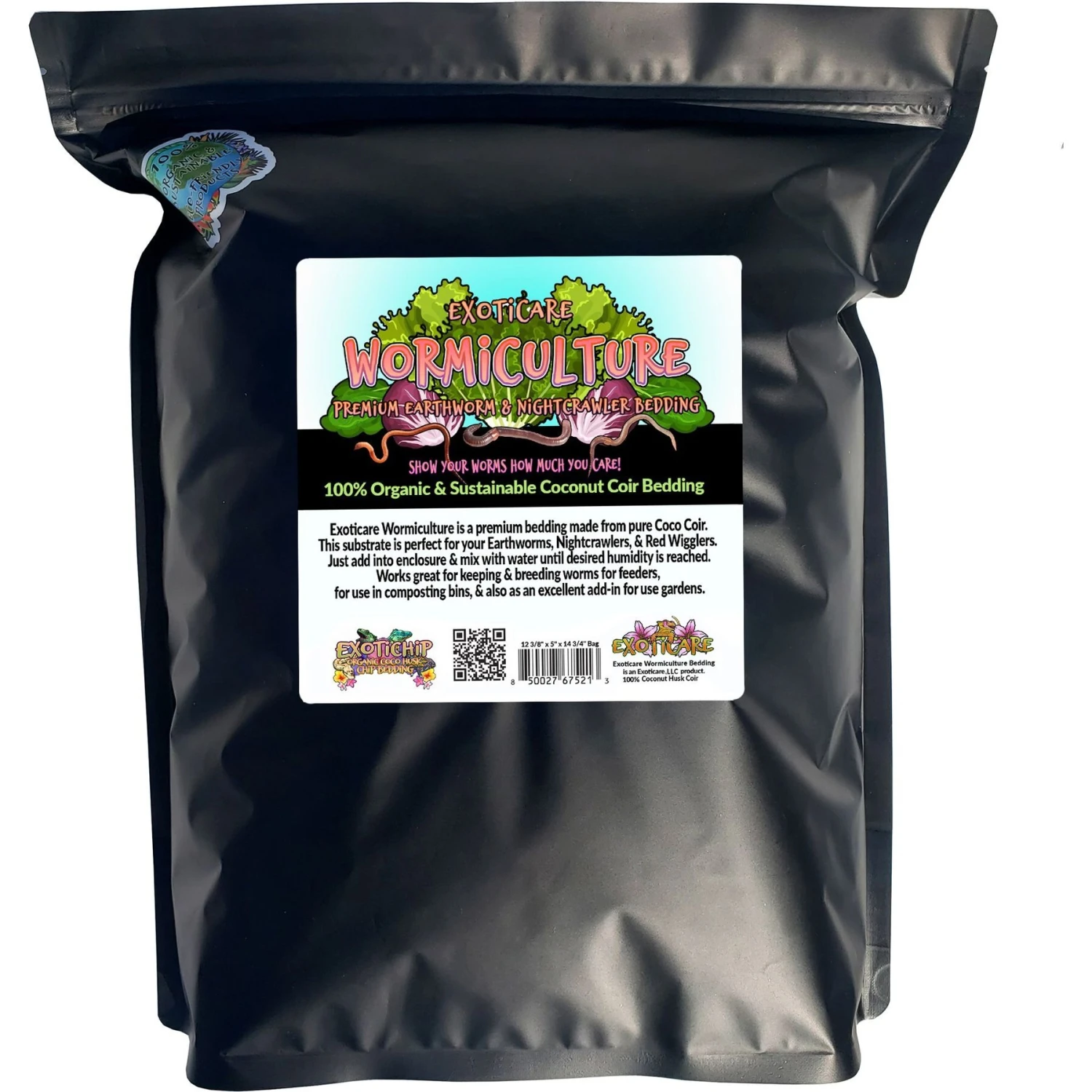 Exoticare Wormiculture Coconut Reptile Substrate, 2-lb Bag