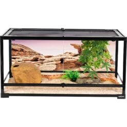 REPTI ZOO Front Double Hinge Door With PVC Background Reptile Glass Terrarium Tank, 50-gal