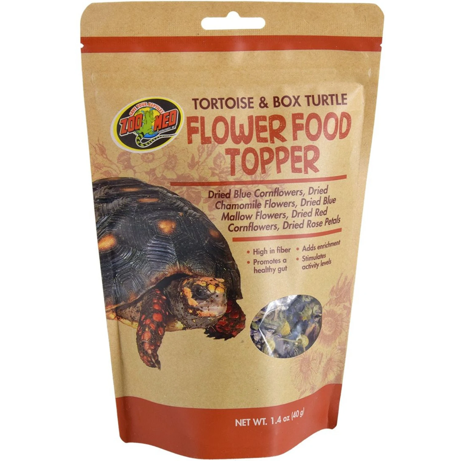 Zoo Med Tortoise & Box Turtle Flower Food Topper, 1.4-oz Pouch
