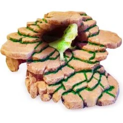 Vila Bearded Dragon & Leopard Gecko Humid Hide Resin Cave & Basking Rocks, Reptile Habitat Decor