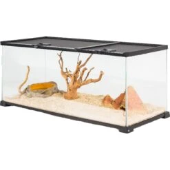 REPTI ZOO Knock-down Double Top Cover Glass Terrarium, Black, 18-gal