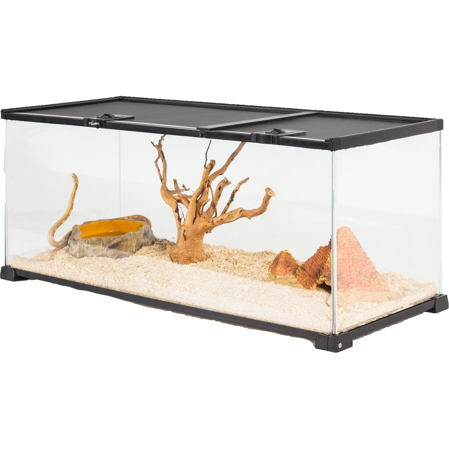 REPTI ZOO Knock-down Double Top Cover Glass Terrarium, Black, 18-gal