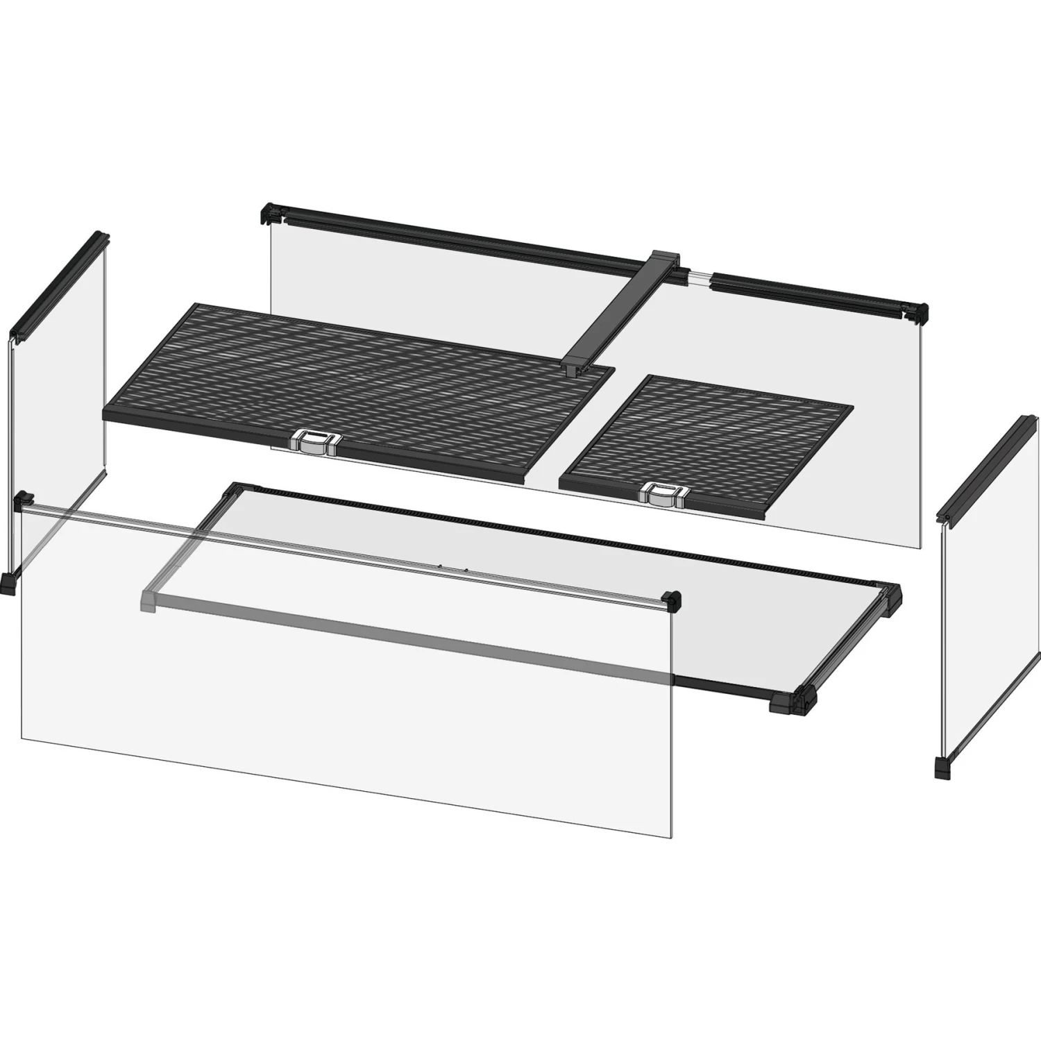 REPTI ZOO Knock-down Double Top Cover Glass Terrarium, Black, 18-gal - Image 6