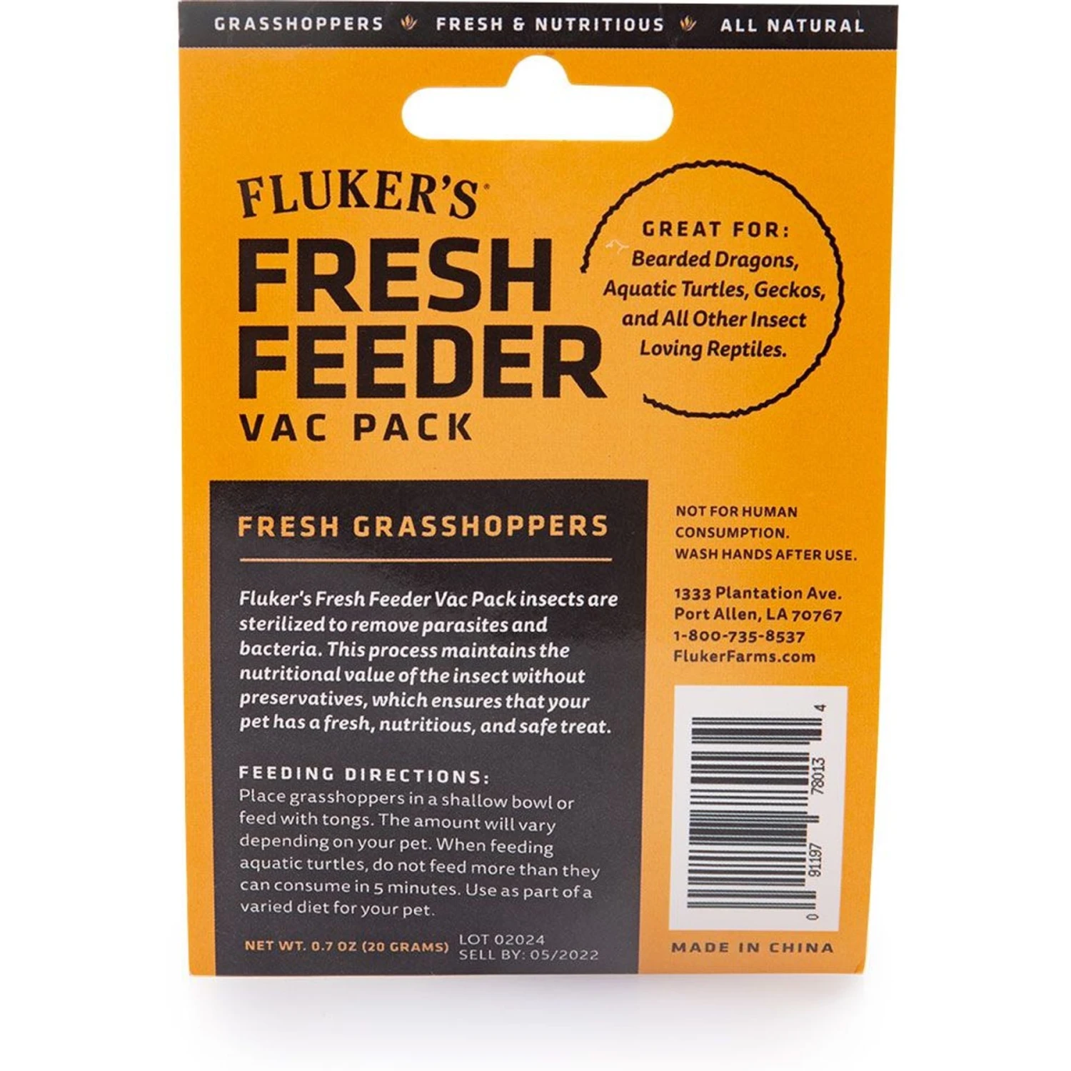 Fluker's Fresh Feeder Vac Pack Grasshoppers Reptile Food, 0.7-oz Bag - Image 2