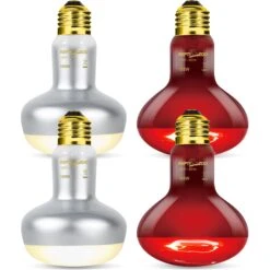 REPTI ZOO Basking Spot Lamp & Nocturnal Infrared Heat Lamp-100W Reptile Bulb, Multicolor, 4 Count