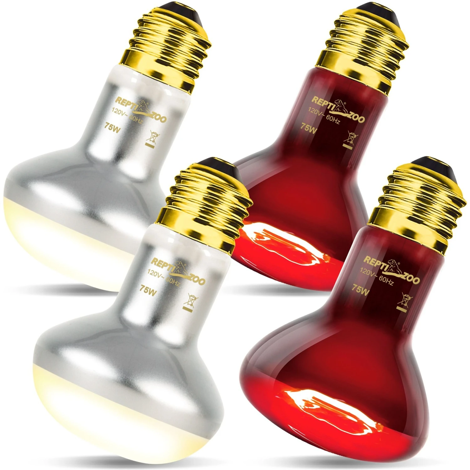 REPTI ZOO Basking Spot Lamp & Nocturnal Infrared Heat Lamp-75W Reptile Bulb, Multicolor, 4 Count - Image 2