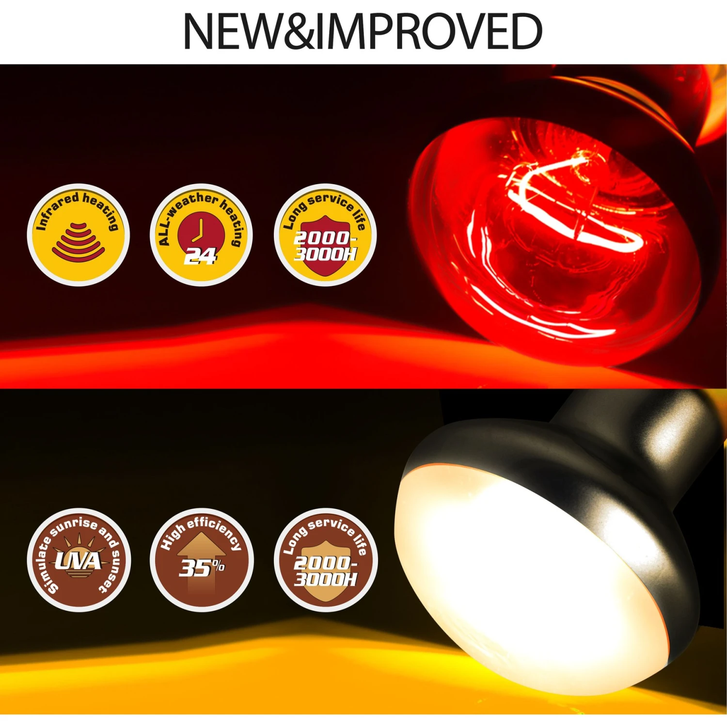 REPTI ZOO Basking Spot Lamp & Nocturnal Infrared Heat Lamp-75W Reptile Bulb, Multicolor, 4 Count - Image 4