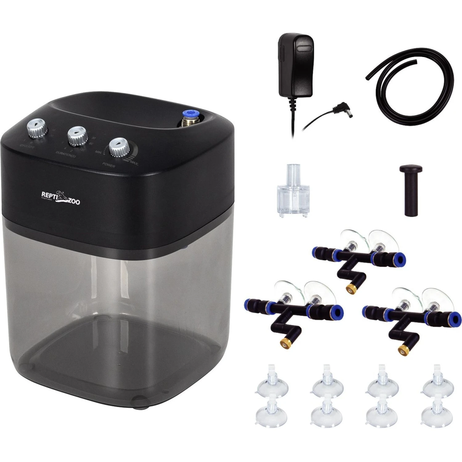 REPTI ZOO 2.2L Solo Adjustable Starter Mister With 3 PCS Nozzles Reptile Waterer, Black