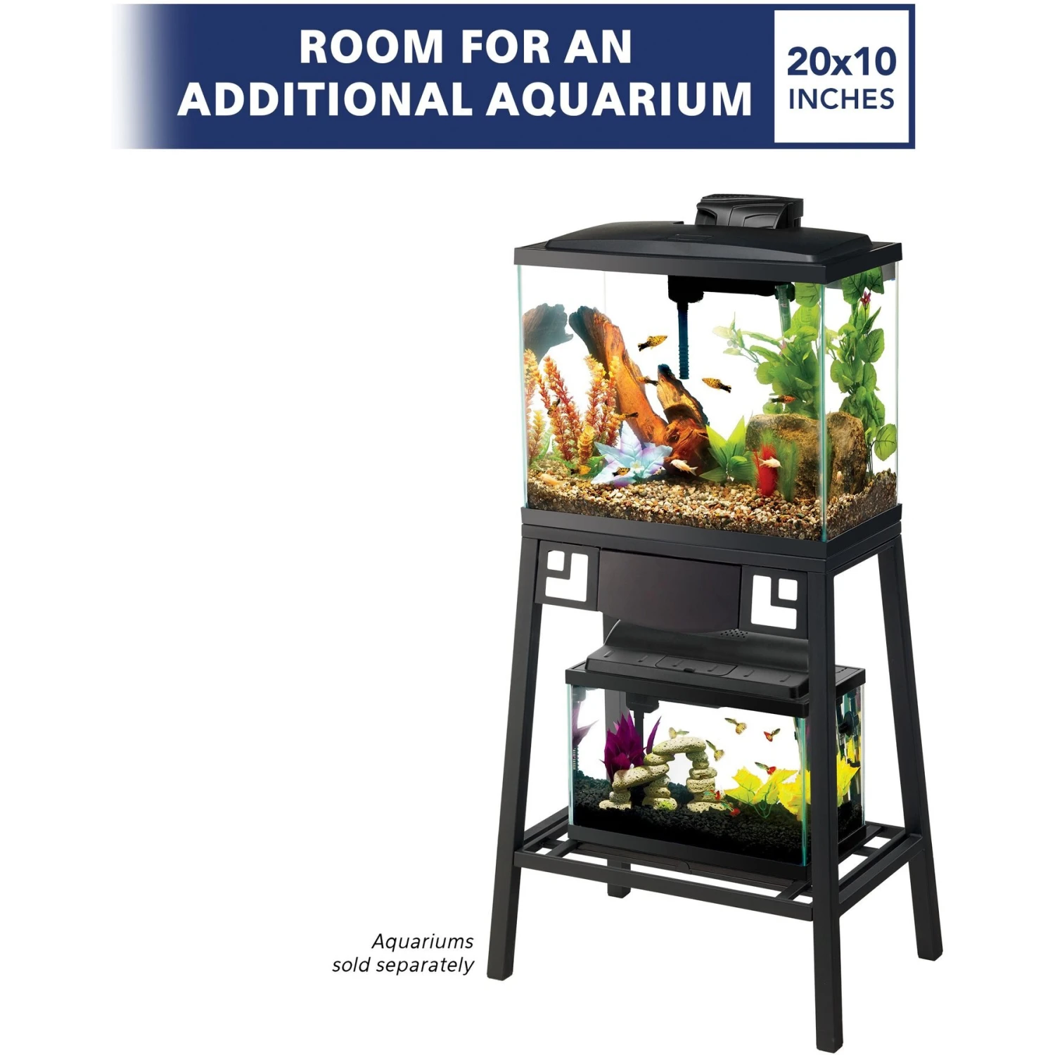 Aqueon Forge Metal Aquarium Stand, Black & Brown & Zilla Desert Reptile Terrarium Starter Kit With Light & Heat - Image 3
