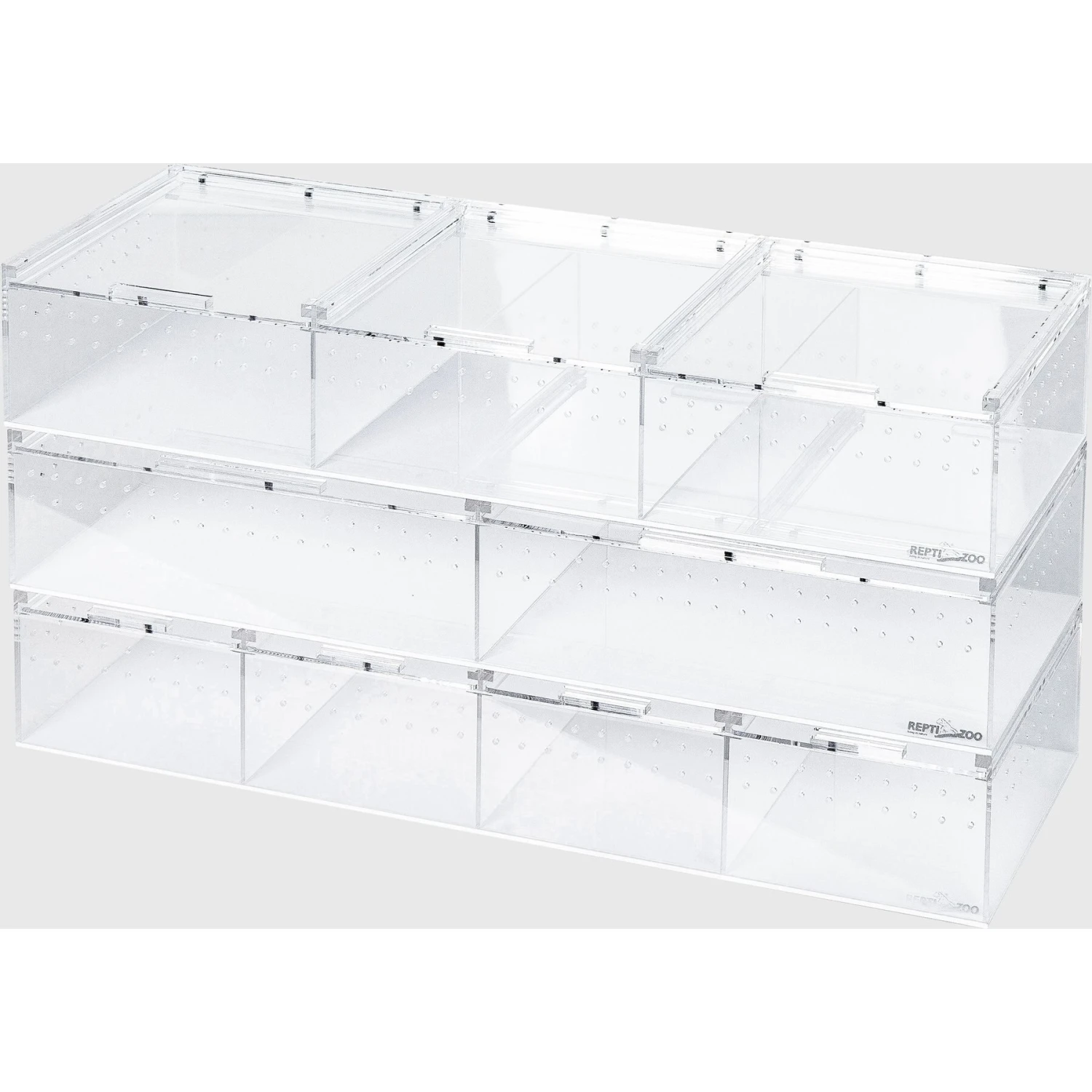 REPTI ZOO Compact Acrylic Breeding Case With Divider Reptile Terrarium, Clear, 3 Count - Image 2