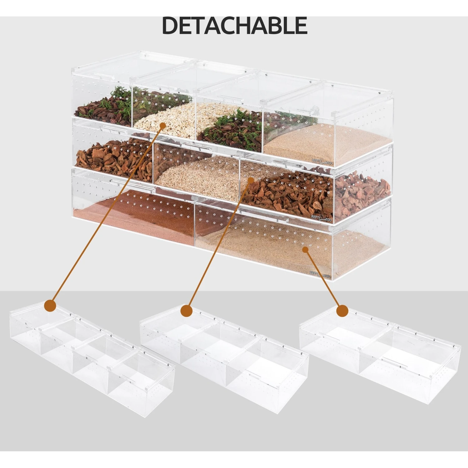 REPTI ZOO Compact Acrylic Breeding Case With Divider Reptile Terrarium, Clear, 3 Count - Image 5