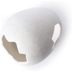 Galapagos Ceramic Egg Reptile Hideout, White, Medium, 6.3x5.12-in