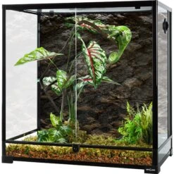 REPTI ZOO Tempered Glass Reptile Terrarium, Black