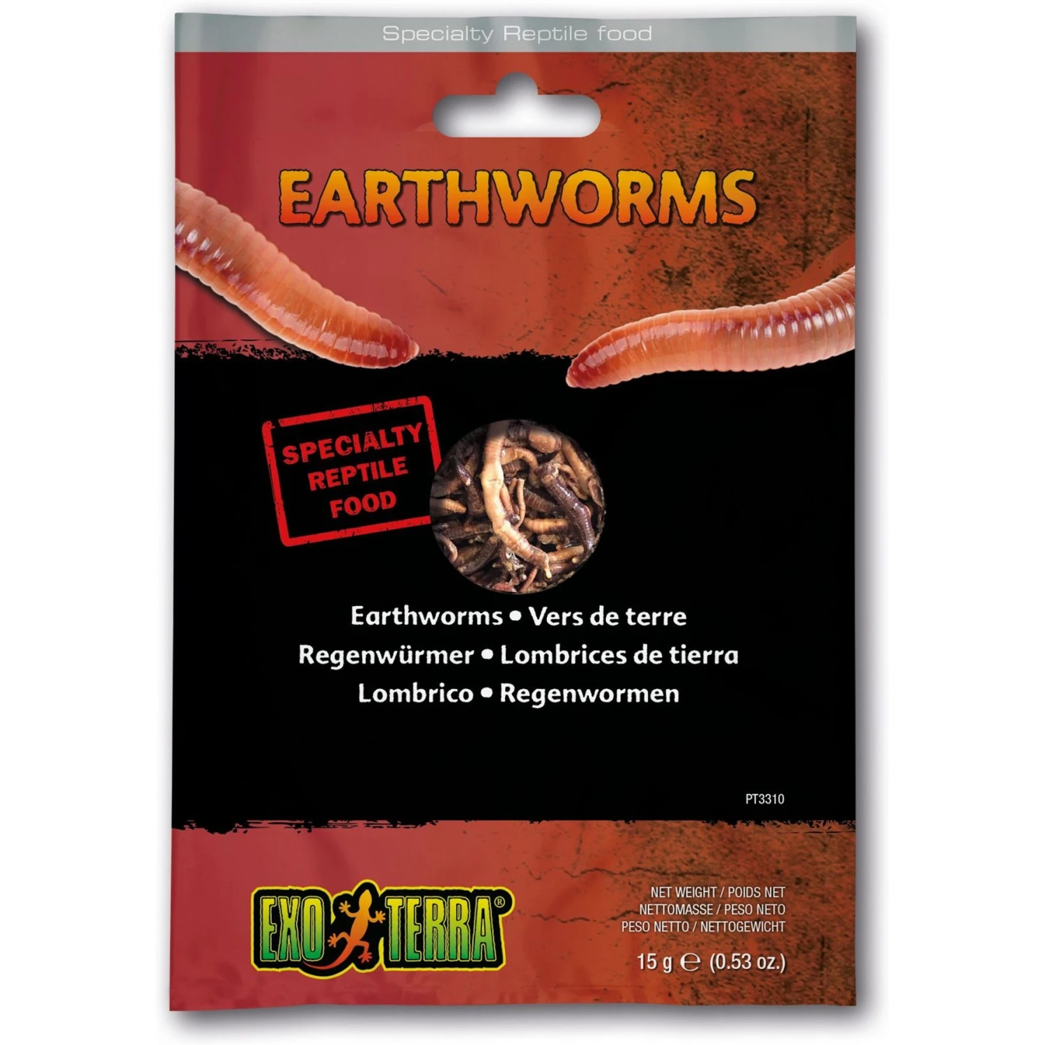 Exo Terra Earthworms Vacuum Packed Reptile Food, 0.53-oz Bag