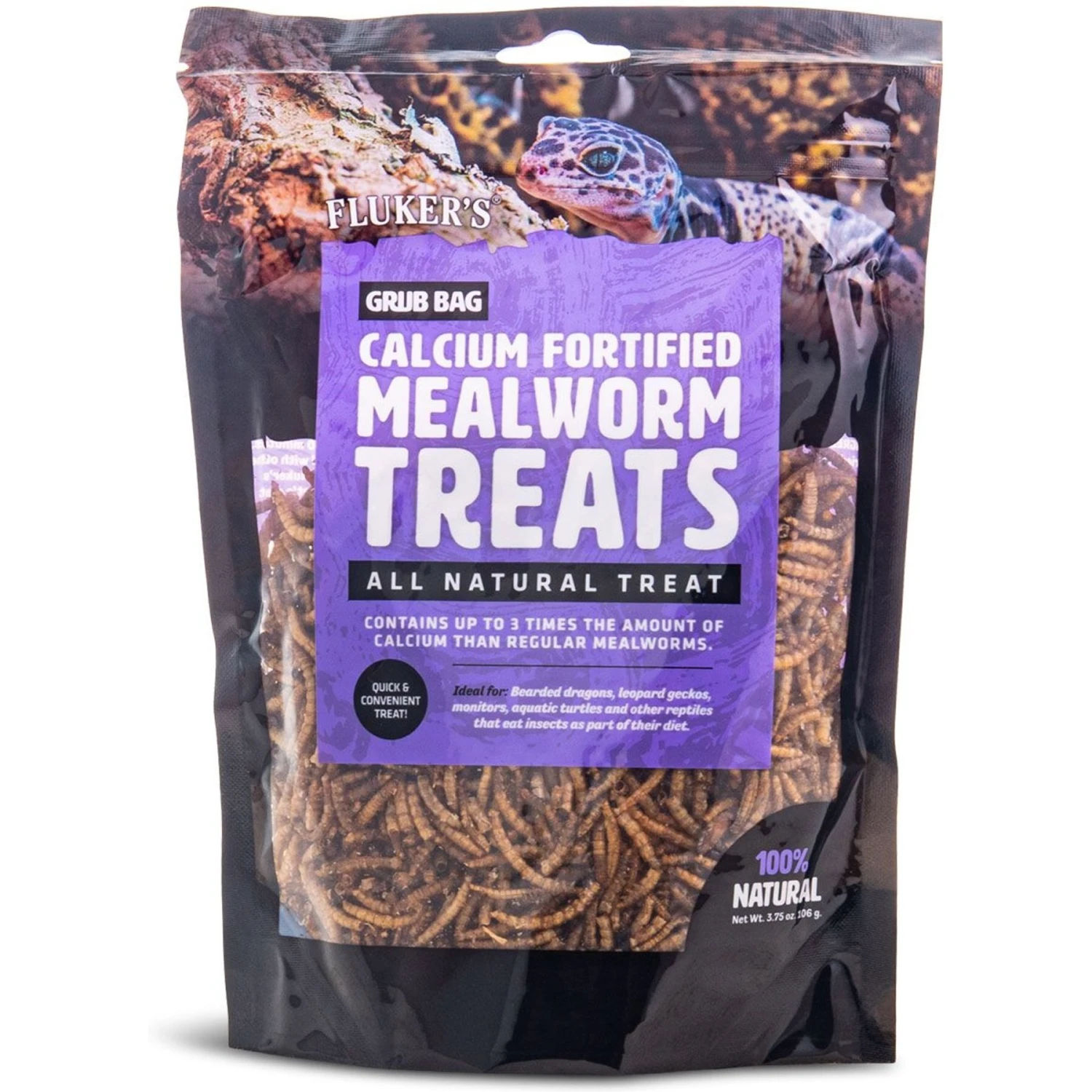 Fluker's Grub Dried Mealworms With Calcium Reptile Food, 3-oz Bag - Image 2