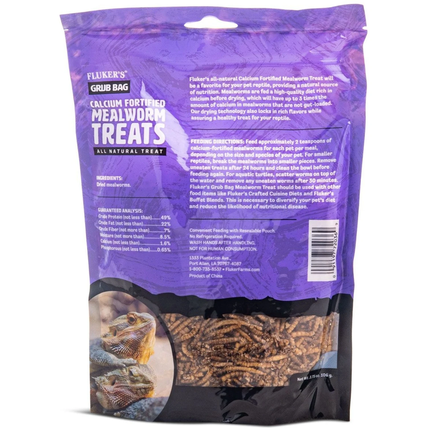 Fluker's Grub Dried Mealworms With Calcium Reptile Food, 3-oz Bag - Image 3
