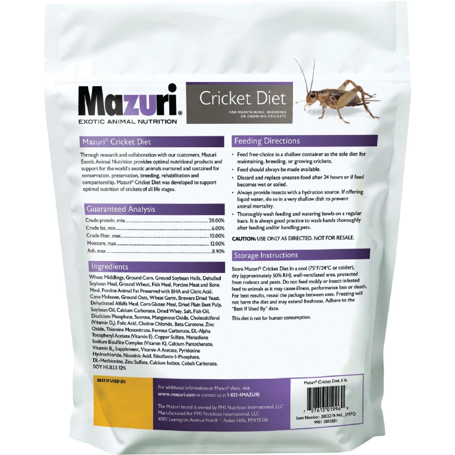 Mazuri Maintenance Cricket Food, 5-lb Bag - Image 2