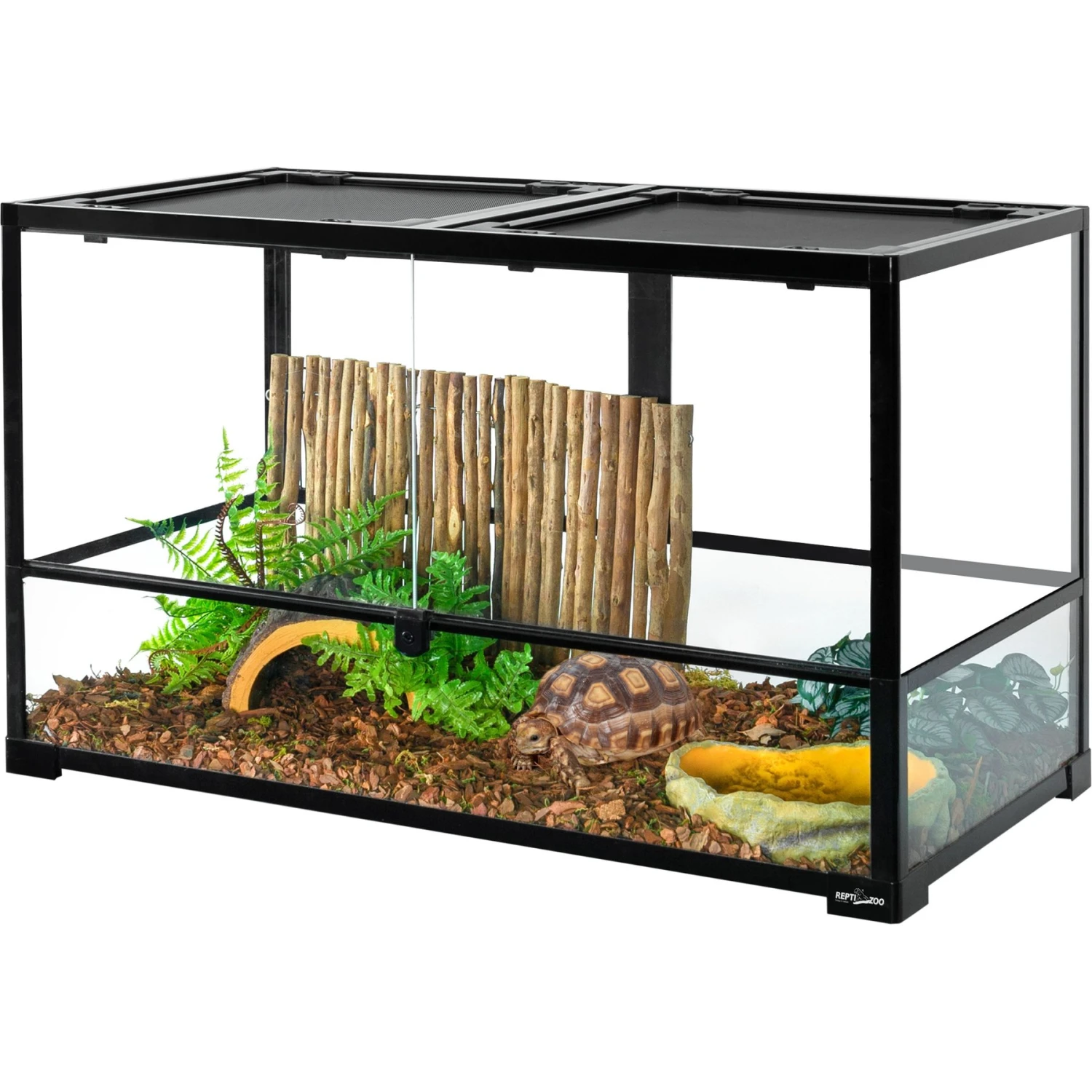 REPTI ZOO Full Tempered Glass Double Swing Doors Reptile Terrarium, 60-gal
