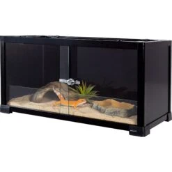 REPTI ZOO 15-gal Full Tempered Glass Reptile Terrarium Reptile Habitat, Black